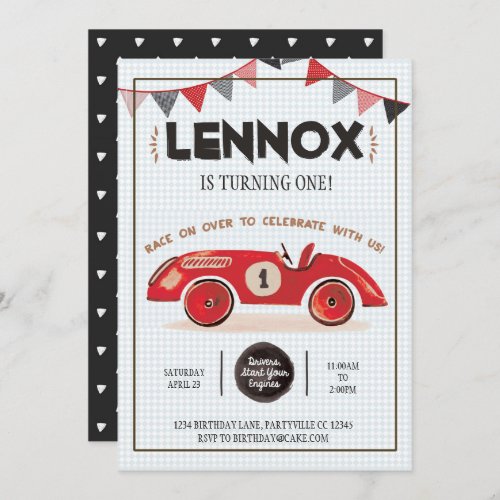 Race Car Birthday Invitation