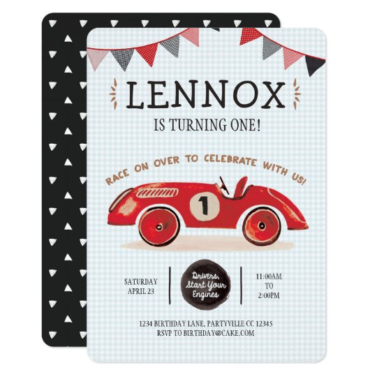Race Car Birthday Invitation Zazzle Com