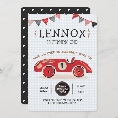 Race Car Birthday Invitation