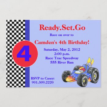 Race Car Birthday Invitation by WackyKracker at Zazzle