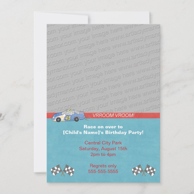 Race Car Birthday Invitation (Front)