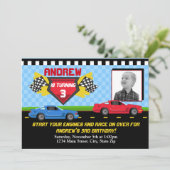 Race Car Birthday Invitation 5x7 Card (Standing Front)