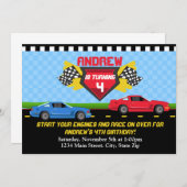 Race Car Birthday Invitation 5x7 Card Invitations (Front/Back)
