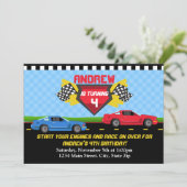 Race Car Birthday Invitation 5x7 Card Invitations (Standing Front)