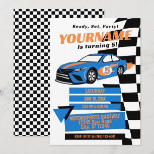 Race Car Birthday Invitation (Blue)