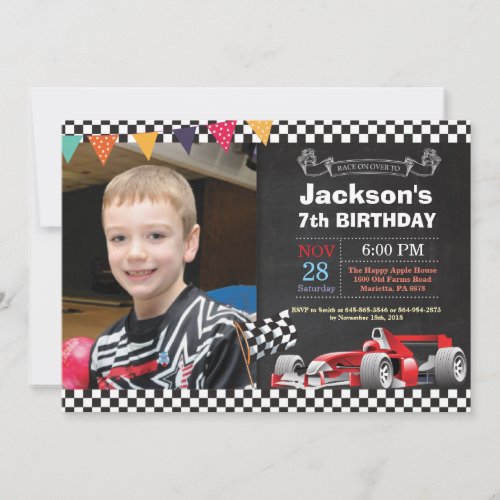 Race Car Birthday Invitation Boy Birthday Party Invitation