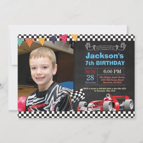 Race Car Birthday Invitation Boy Birthday Party Invitation