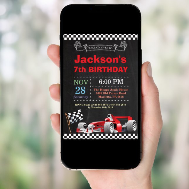 Race Car Birthday Invitation. Boy Birthday Party Invitation (Front Digital)