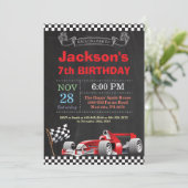 Race Car Birthday Invitation. Boy Birthday Party Invitation (Standing Front)