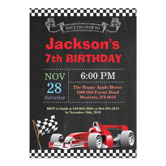 Race Car Invitations Kids 8