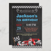 Race Car Birthday Invitation. Boy Birthday Party Invitation (Front/Back)