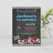 Race Car Birthday Invitation. Boy Birthday Party Invitation (Standing Front)