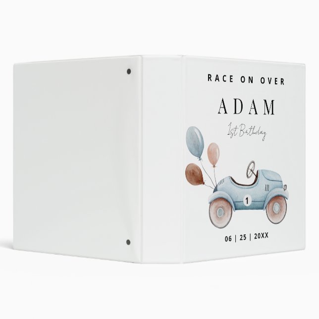 Race Car Birthday Invitation, Fast One Birthday  3 Ring Binder (Background)