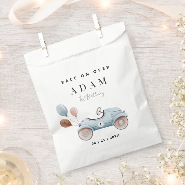 Race Car Birthday Invitation, Fast One Birthday  Favor Bag (Clipped)