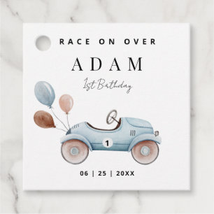 Race Car Birthday Invitation, Fast One Birthday  Favor Tags