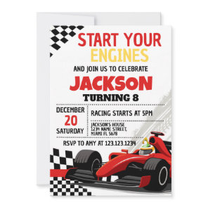 Race Car Birthday Invitation for Boys