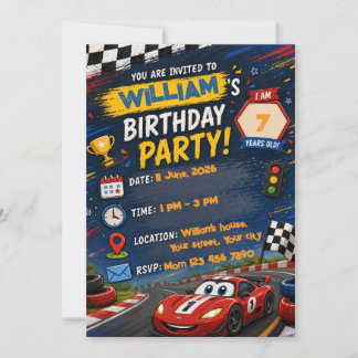 Race Car Birthday Invitation | Personalized Kids P