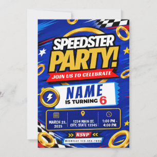 Race Car Birthday Invitation Speed Racing