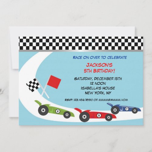 Race Car Birthday Invitations