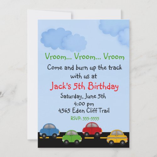 Race Car Birthday Invitations