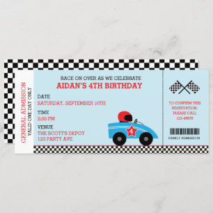 Race Car Birthday Invitations Boarding Pass Ticket
