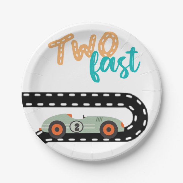 Race Car Birthday invitations, Second Birthday Ann Paper Plates (Front)