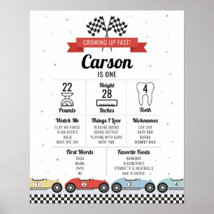 Race Car Birthday Milestone Chart Birthday Board