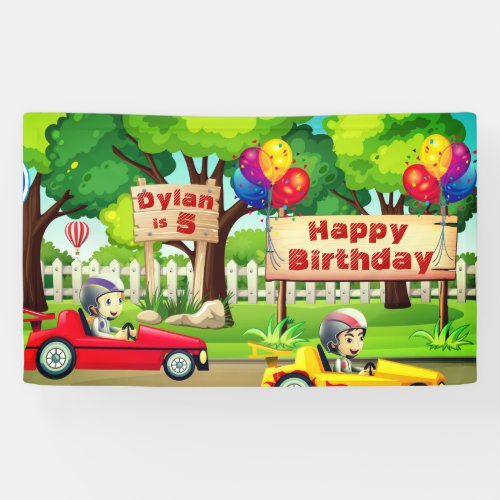 Race Car Birthday Name and Age Banner