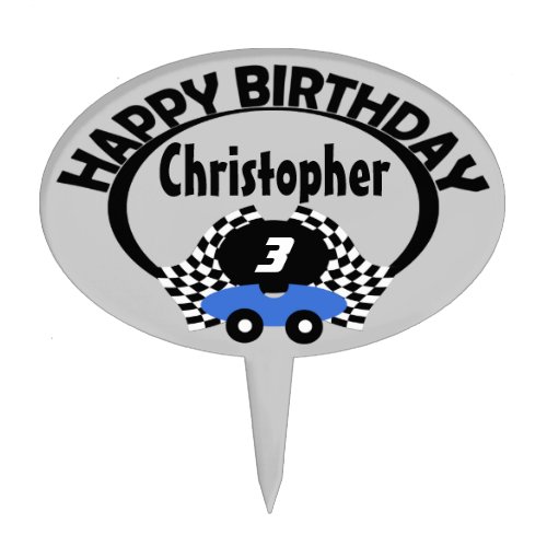 Race Car Birthday Name Cake Topper