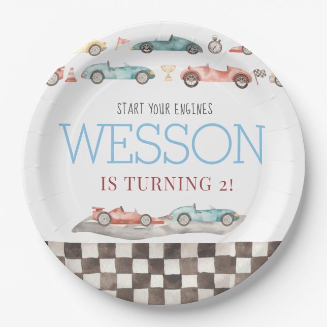 Race Car Birthday Paper plates (Front)