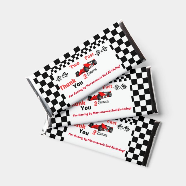 Race car birthday party chocolate bar favors (Front)