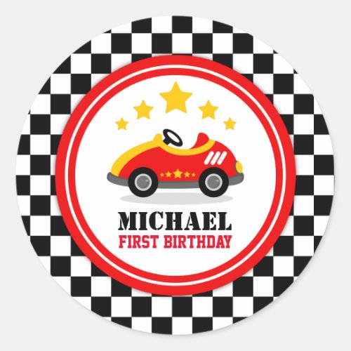 Race Car Birthday Party Classic Round Sticker