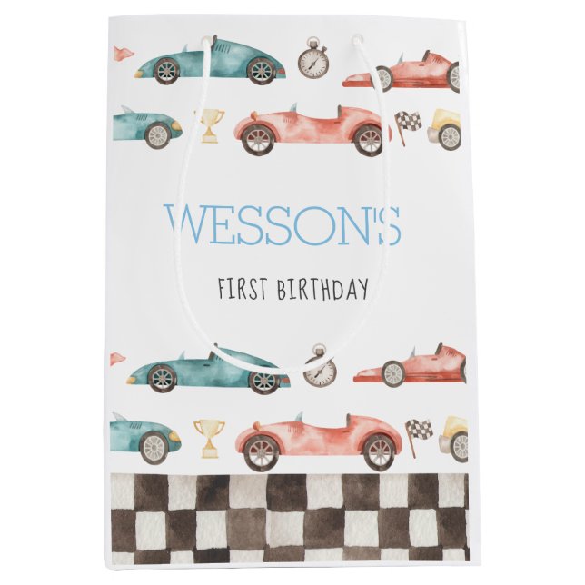 Race Car Birthday party favor bags (Front)