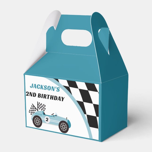 Race Car Birthday Party Favor Boxes (Front Side)