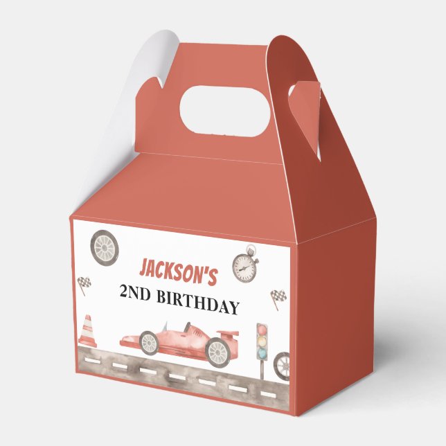 Race Car Birthday Party Favor Boxes (Front Side)
