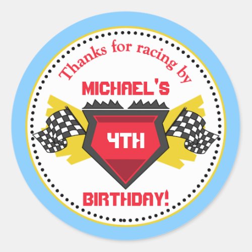 Race Car Birthday Party Favor Stickers