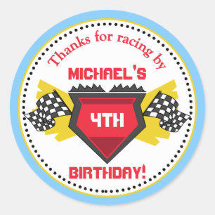 Race Car Birthday Party Favor Stickers