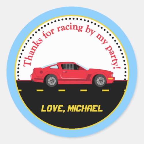 Race Car Birthday Party Favor Stickers