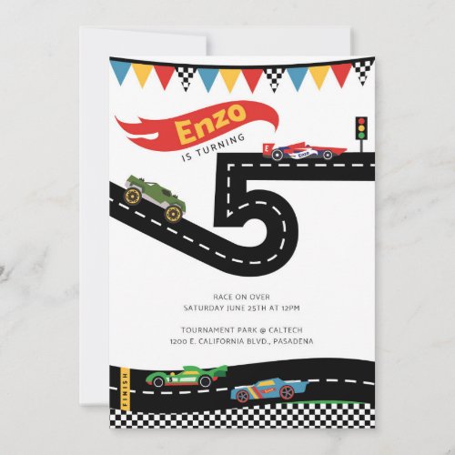 Race Car Birthday Party Invitation