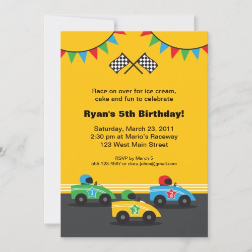 Race Car Birthday Party Invitation