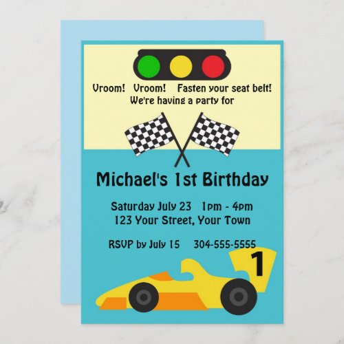 Race Car Birthday Party Invitation