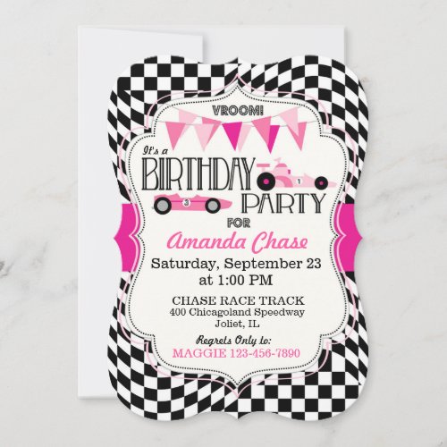 Race Car Birthday Party Invitation Card