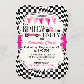 Race Car Birthday Party Invitation Card by NouDesigns at Zazzle