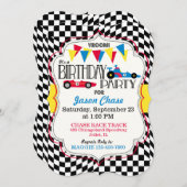 Race Car Birthday Party Invitation Card (Front/Back)