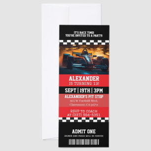 Race Car Birthday Party Invitation Raffle Tickets