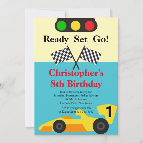 Race Car Birthday Party Invitations