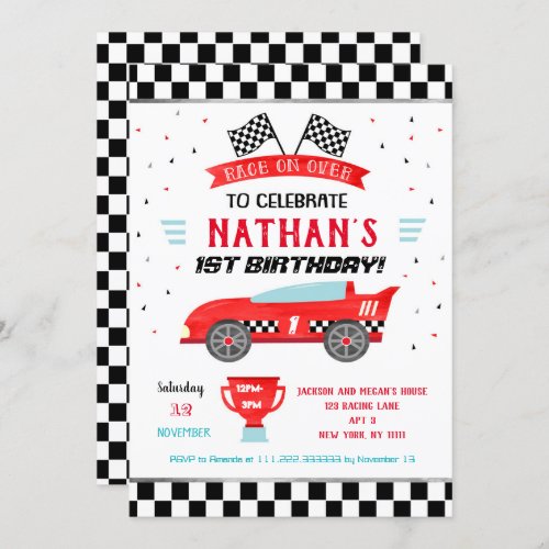 Race Car Birthday Party Invitations