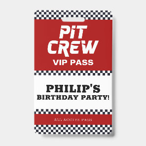 Race Car Birthday Party Pit Crew VIP Pass Badge