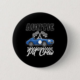 Race car birthday party racing family auntie pit button