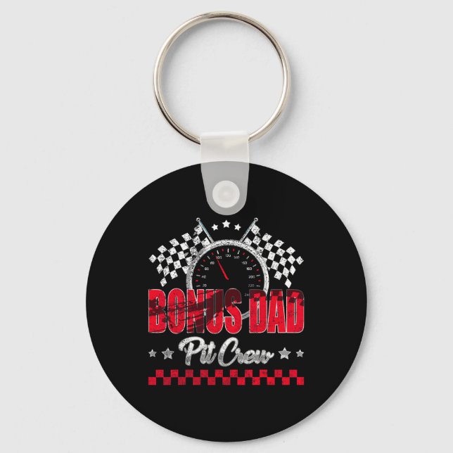 Race Car Birthday Party Racing Family Bonus Dad T  Keychain (Front)